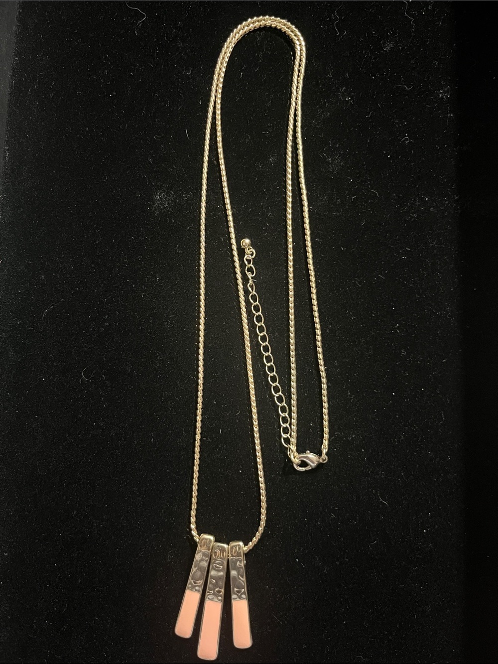Gold-Tone Necklace with Peach Bar Charms